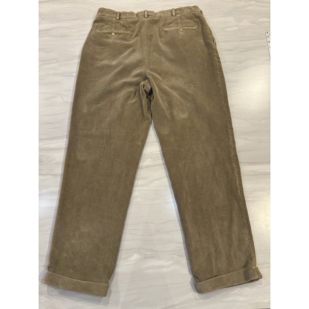 VTG Lands' End Men's Corduroy Pants 36 Tan/Khaki Double Pleated Traditional Fit - Picture 4 of 14